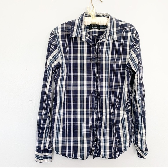 PULL & BEAR Plaid Long Sleeve Button Down Shirt - Picture 1 of 4